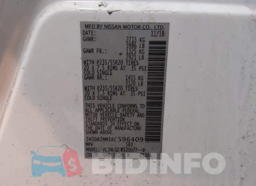 5N1DR2MM1KC596409 Photo# 9