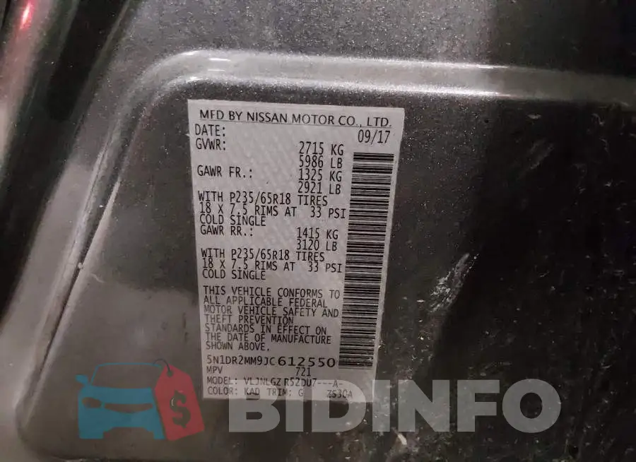 5N1DR2MM9JC612550 Photo# 9
