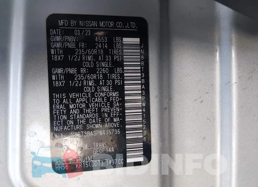 JN8BT3BA3PW415736 Photo# 9