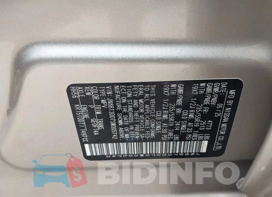 JN8BT3DD7SW305742 Photo# 9