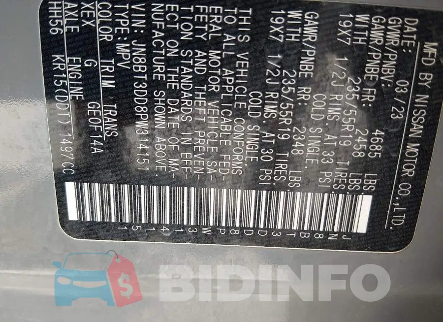 JN8BT3DD8PW314151 Photo# 9