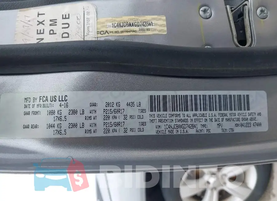 1C4NJCBAXGD742841 Photo# 9