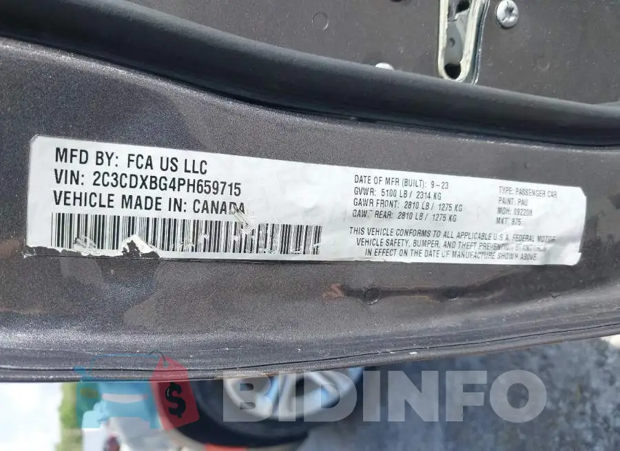 2C3CDXBG4PH659715 Photo# 9