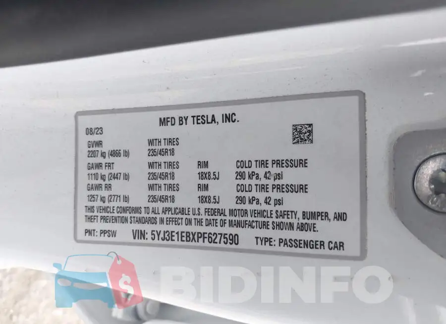 5YJ3E1EBXPF627590 Photo# 9