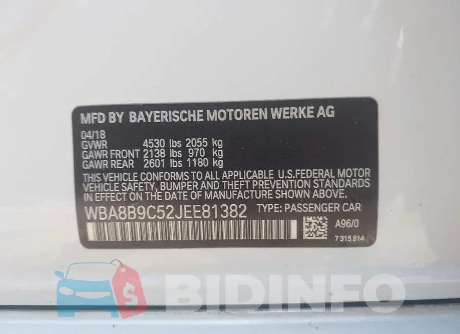 WBA8B9C52JEE81382 Photo# 9