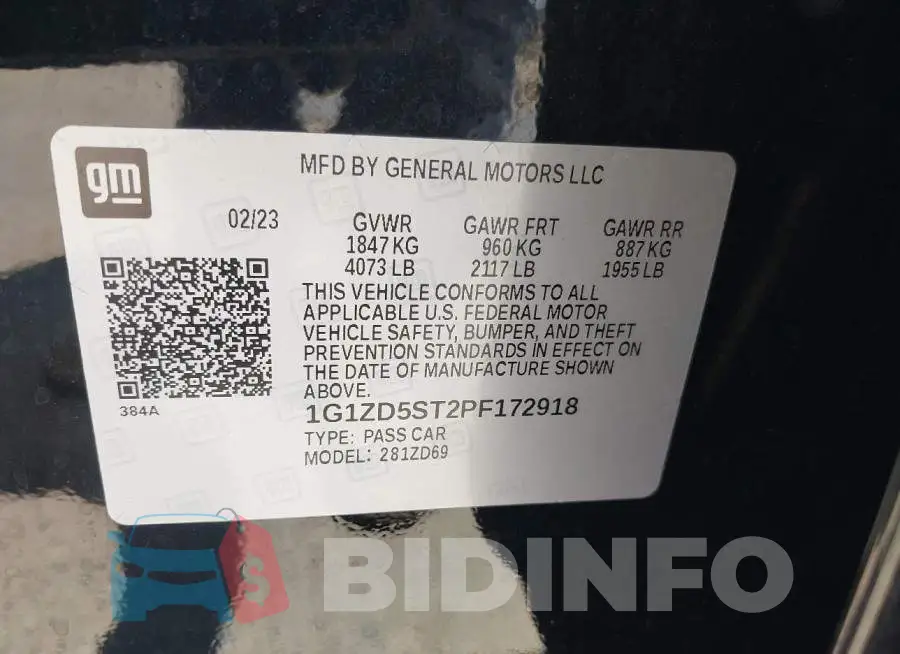 1G1ZD5ST2PF172918 Photo# 9