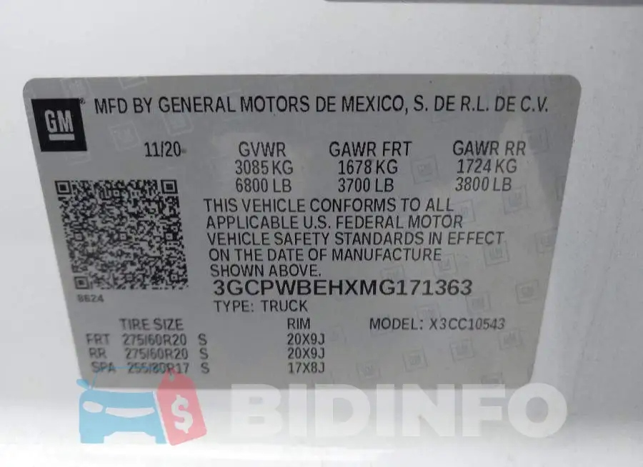 3GCPWBEHXMG171363 Photo# 9