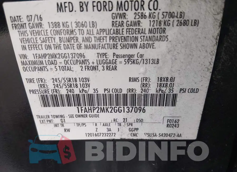 1FAHP2MK2GG137096 Photo# 9
