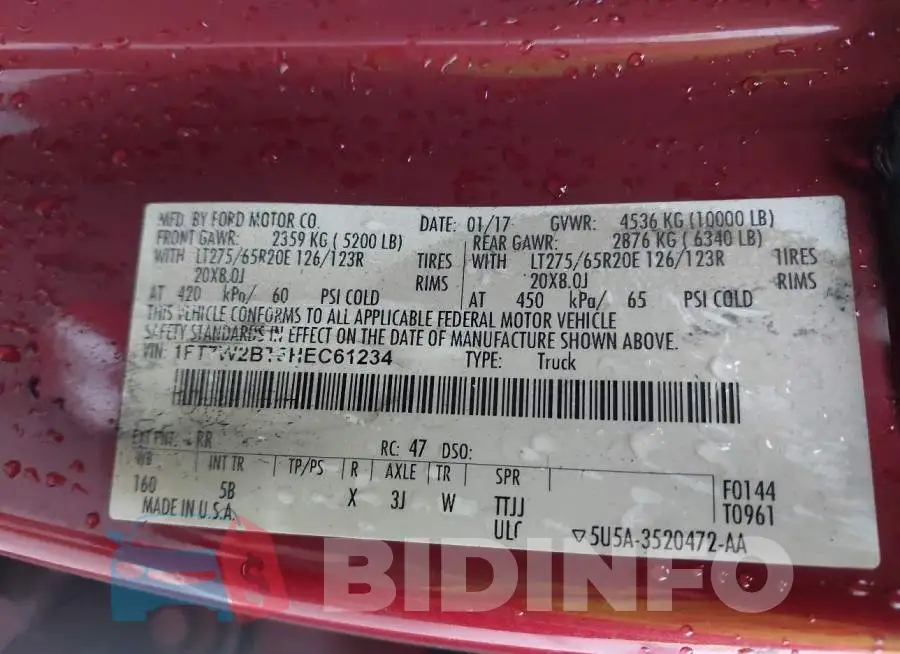 1FT7W2BT3HEC61234 Photo# 9