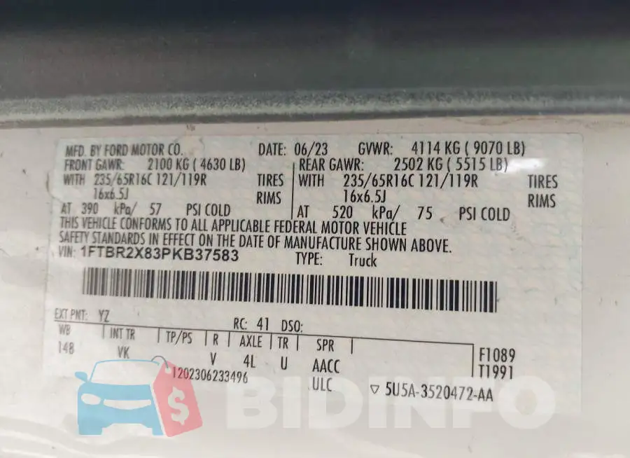 1FTBR2X83PKB37583 Photo# 9