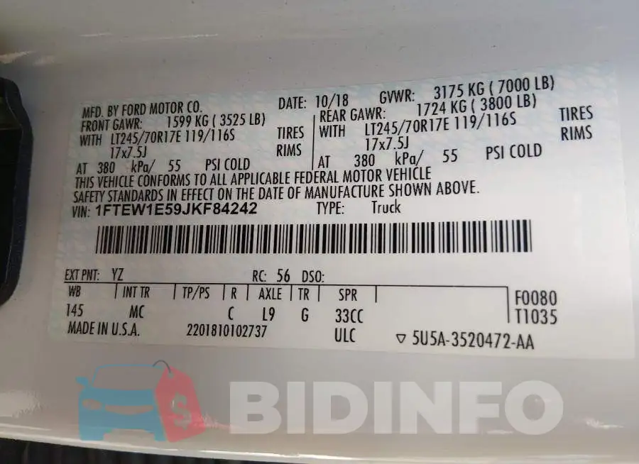 1FTEW1E59JKF84242 Photo# 9