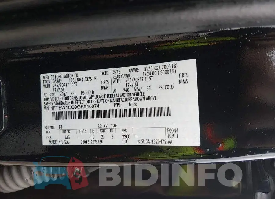 1FTEW1EG9GFA16074 Photo# 9