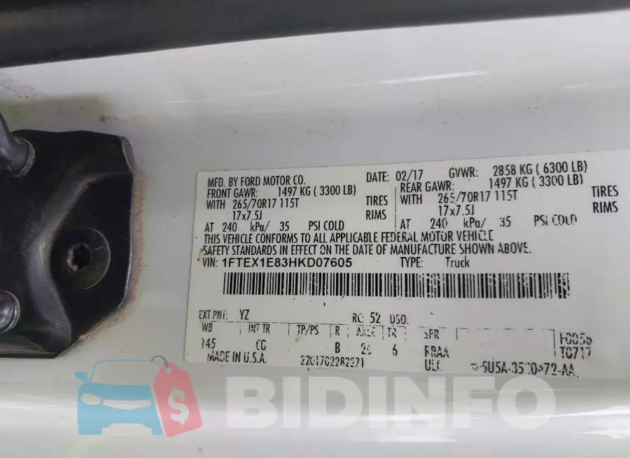 1FTEX1E83HKD07605 Photo# 9