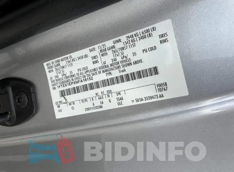 1FTEX1EPXNFA18152 Photo# 8