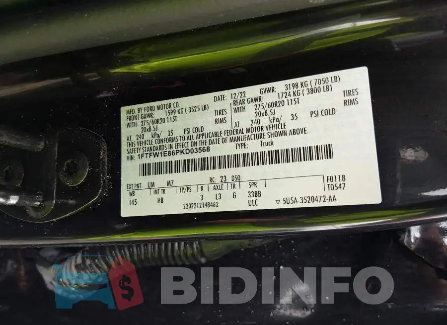 1FTFW1E86PKD03568 Photo# 9
