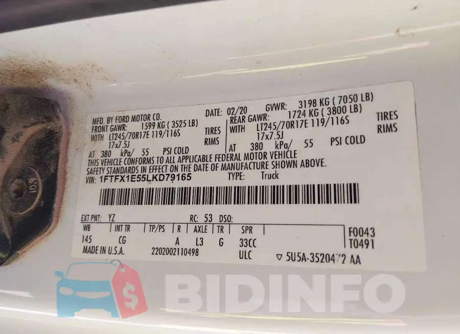 1FTFX1E55LKD79165 Photo# 9