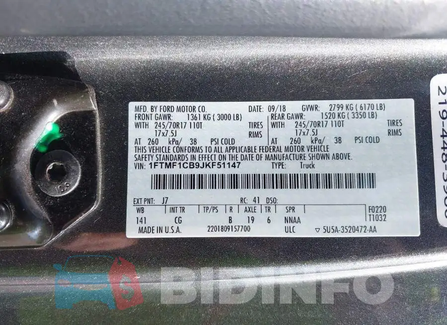 1FTMF1CB9JKF51147 Photo# 9