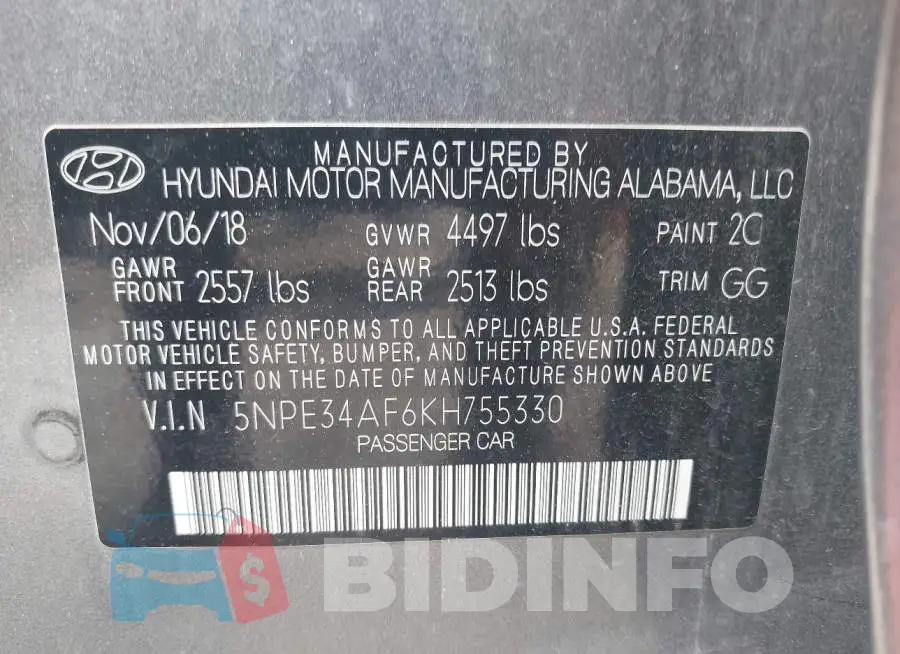 5NPE34AF6KH755330 Photo# 9