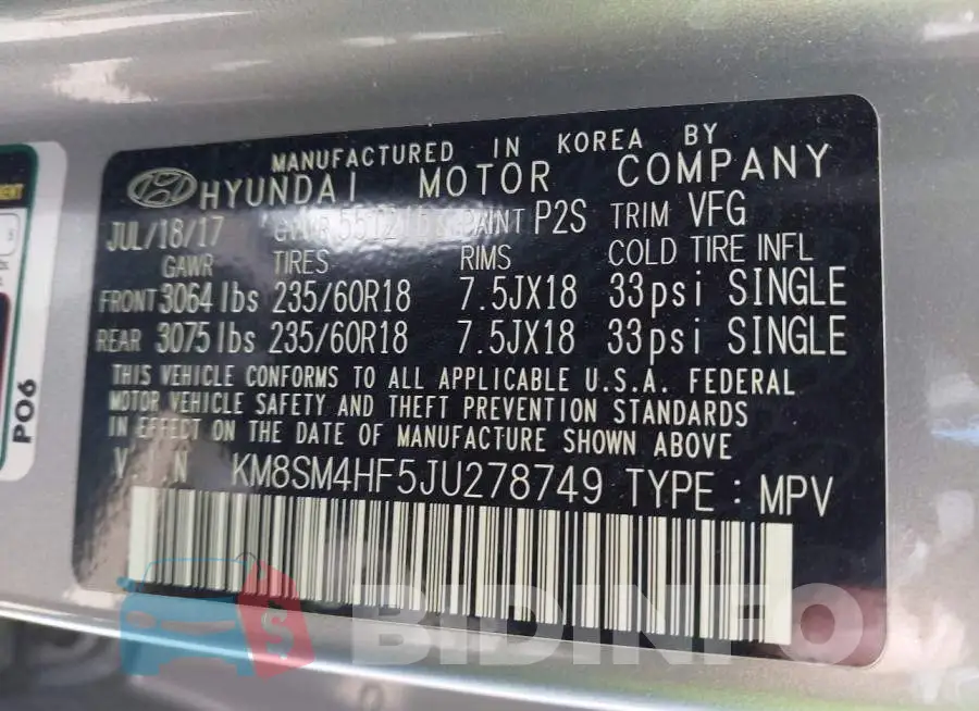 KM8SM4HF5JU278749 Photo# 9