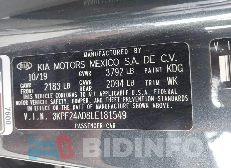 3KPF24AD8LE181549 Photo# 9