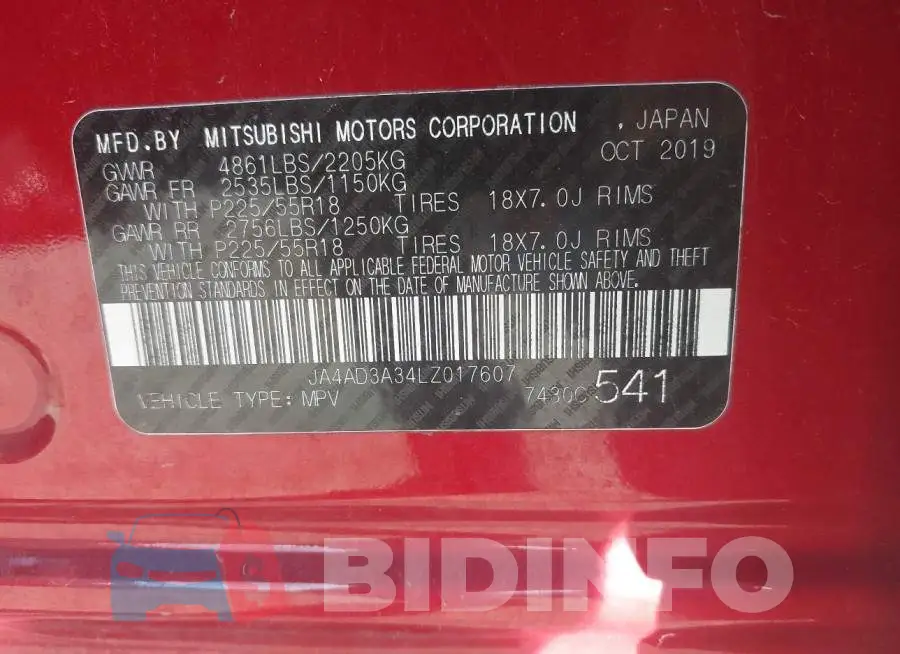 JA4AD3A34LZ017607 Photo# 9