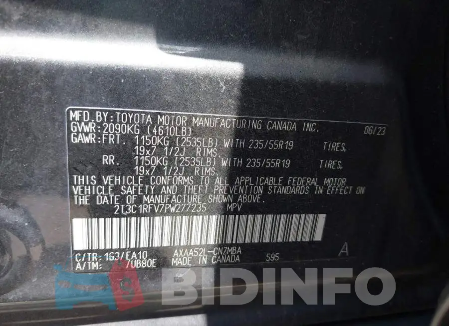 2T3C1RFV7PW277235 Photo# 9