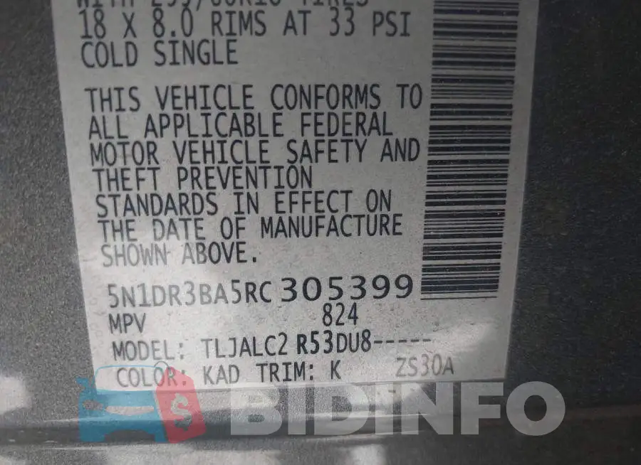 5N1DR3BA5RC305399 Photo# 9