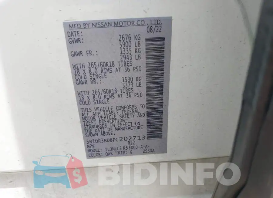 5N1DR3BD8PC202713 Photo# 9