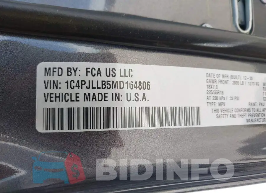 1C4PJLLB5MD164806 Photo# 9