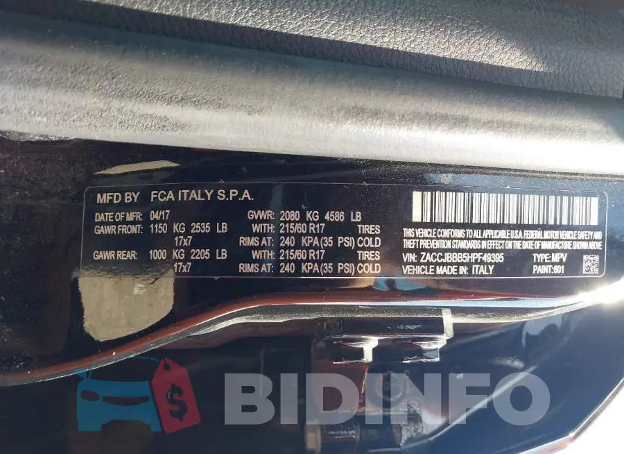 ZACCJBBB5HPF49395 Photo# 9