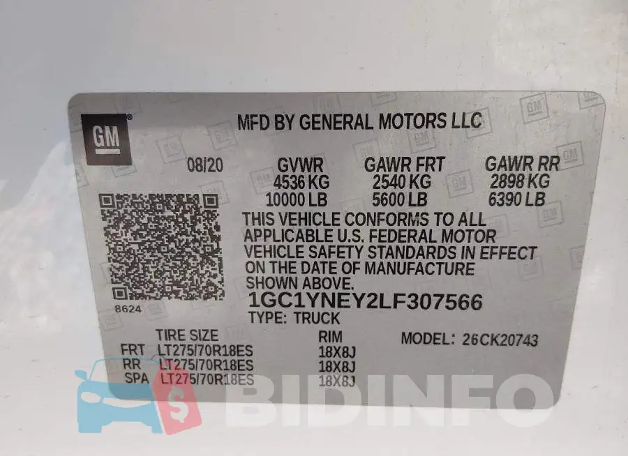 1GC1YNEY2LF307566 Photo# 9