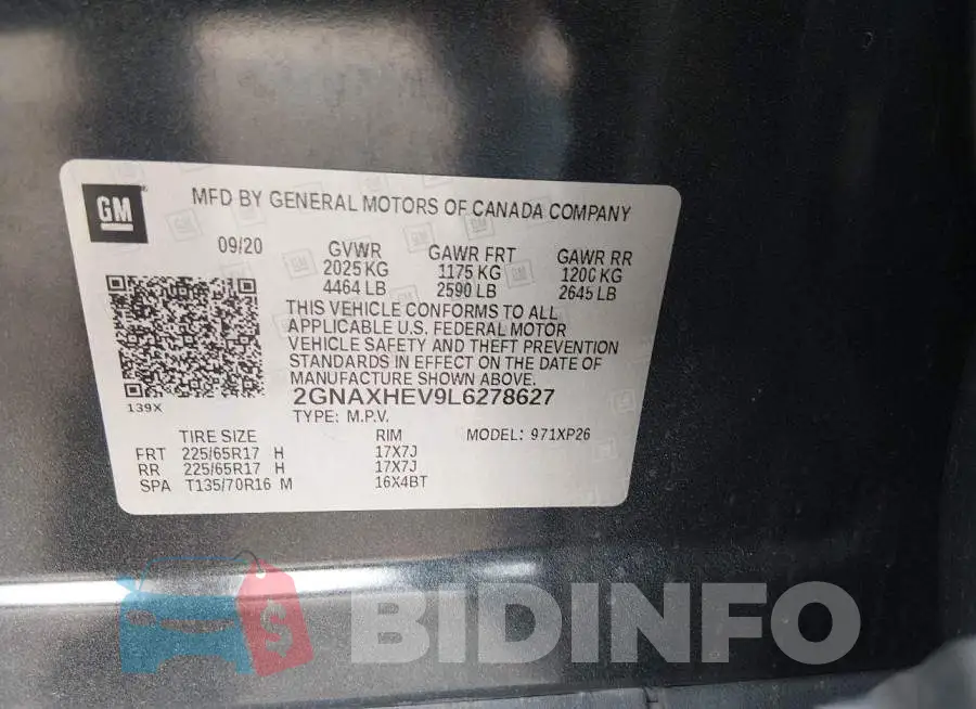 2GNAXHEV9L6278627 Photo# 9