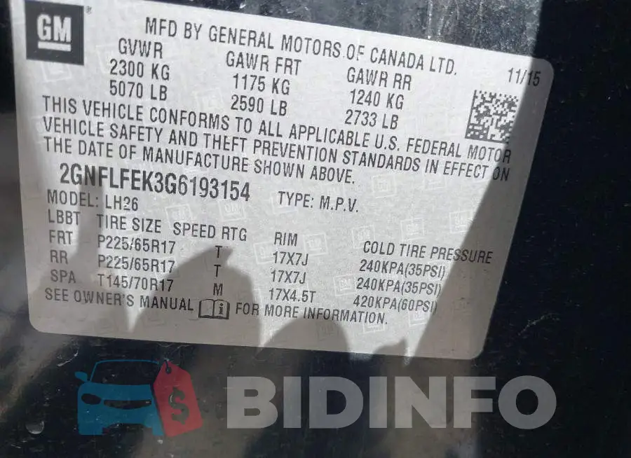 2GNFLFEK3G6193154 Photo# 9