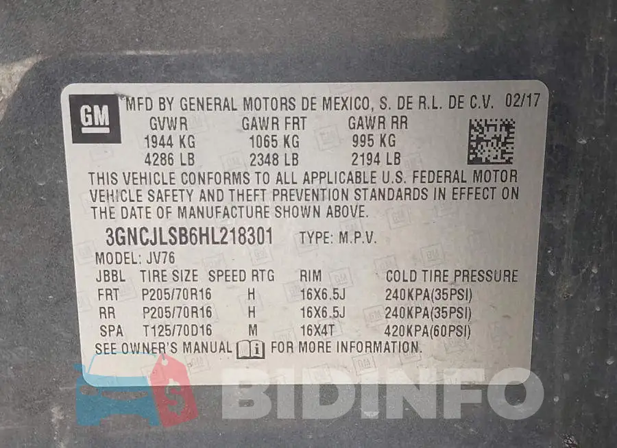 3GNCJLSB6HL218301 Photo# 9