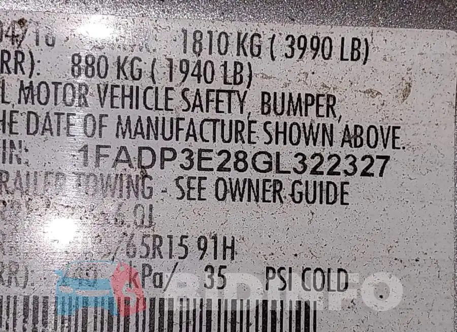 1FADP3E28GL322327 Photo# 9