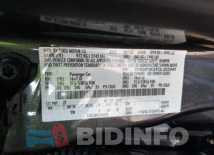 1FADP3K25GL202943 Photo# 9
