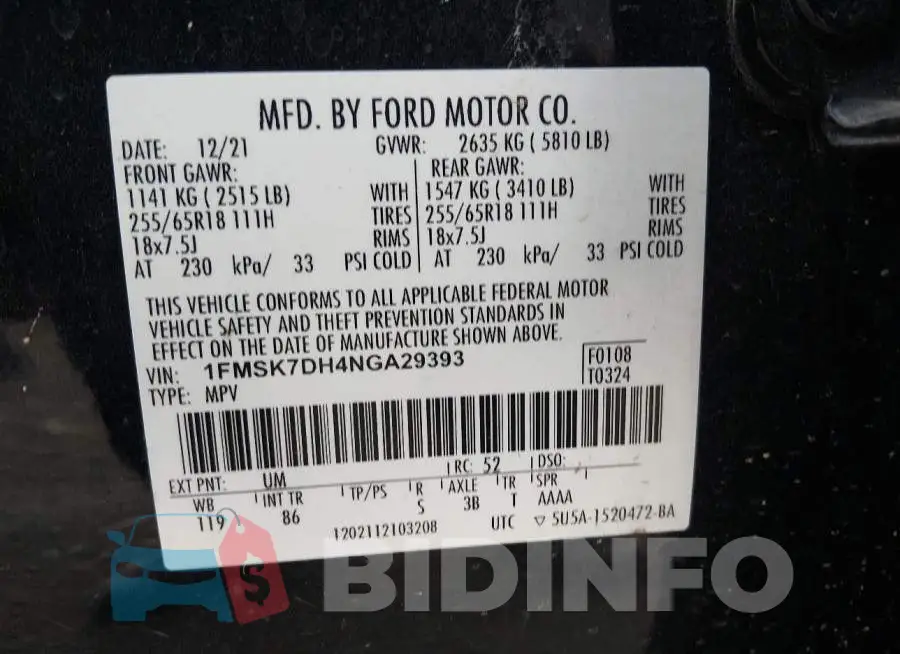 1FMSK7DH4NGA29393 Photo# 9