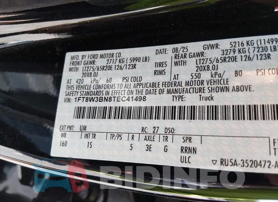 1FT8W3BN8TEC41498 Photo# 8