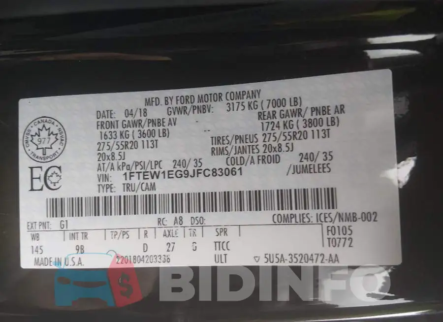 1FTEW1EG9JFC83061 Photo# 9