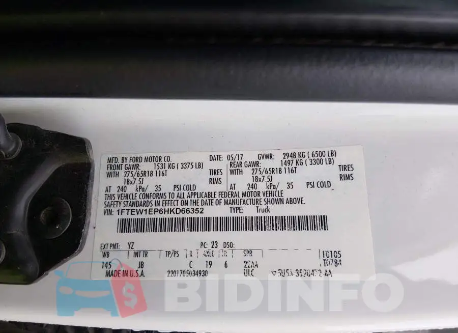 1FTEW1EP6HKD66352 Photo# 9
