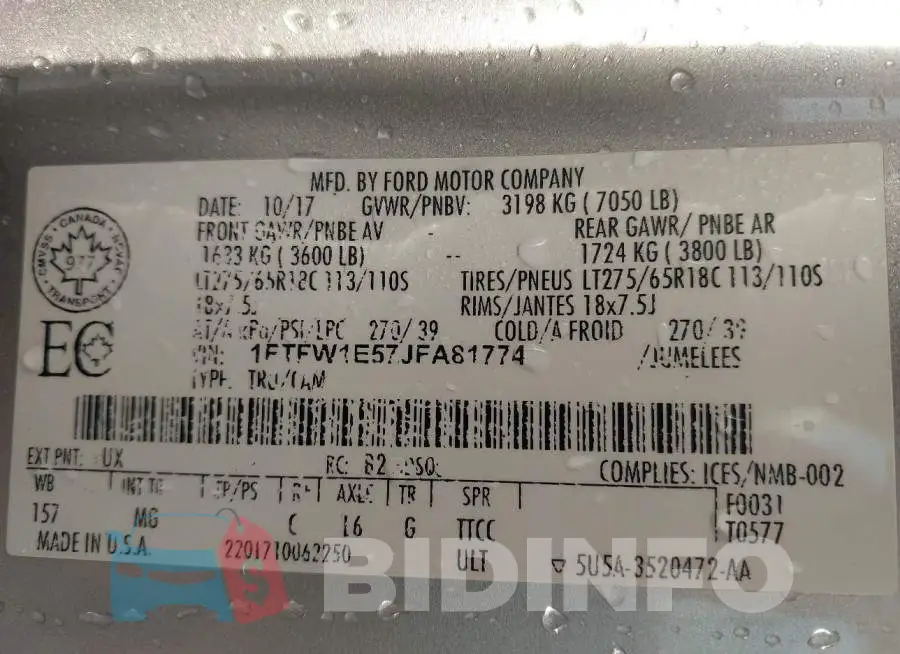 1FTFW1E57JFA81774 Photo# 9
