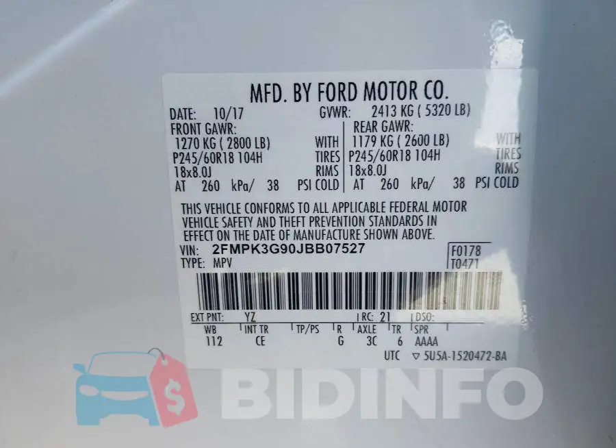 2FMPK3G90JBB07527 Photo# 9