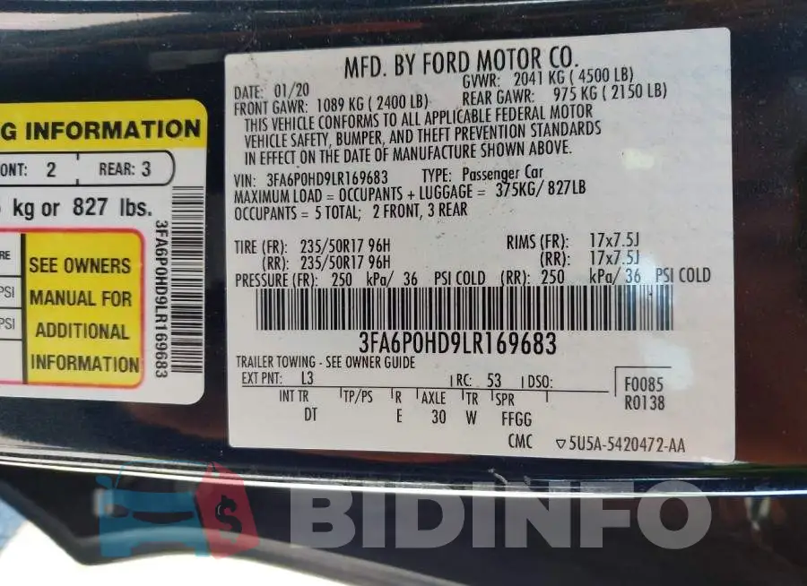 3FA6P0HD9LR169683 Photo# 9