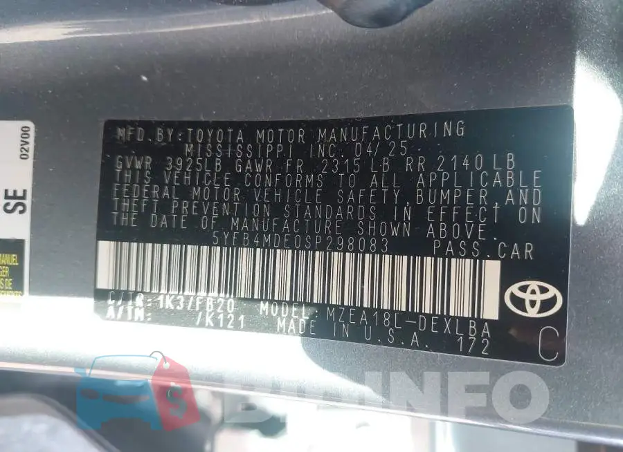 5YFB4MDE0SP298083 Photo# 9