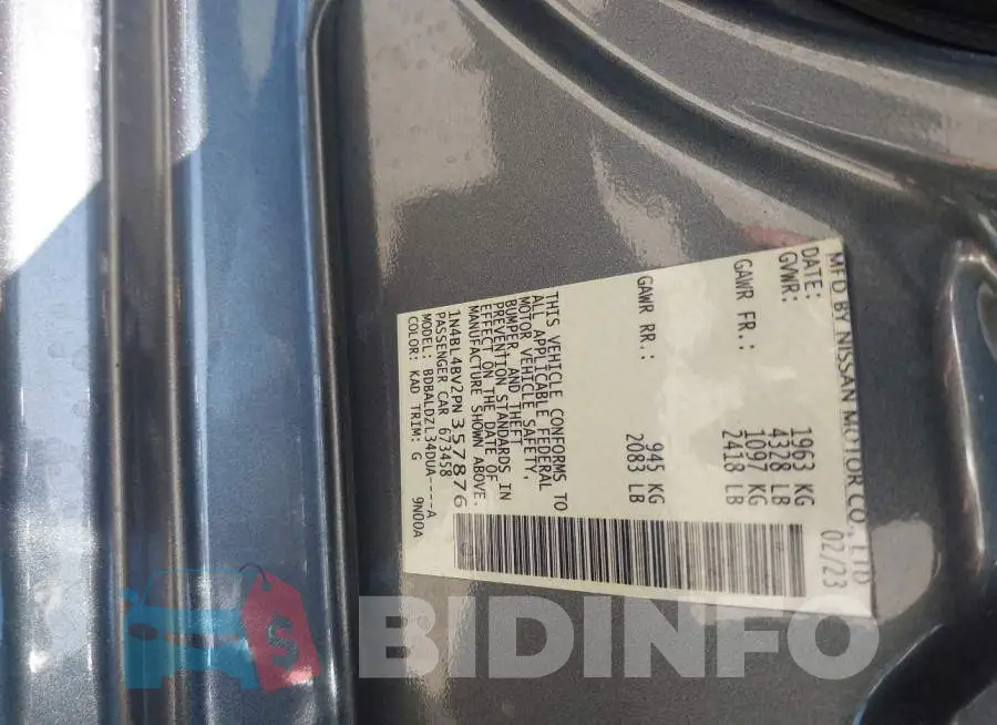 1N4BL4BV2PN357876 Photo# 9