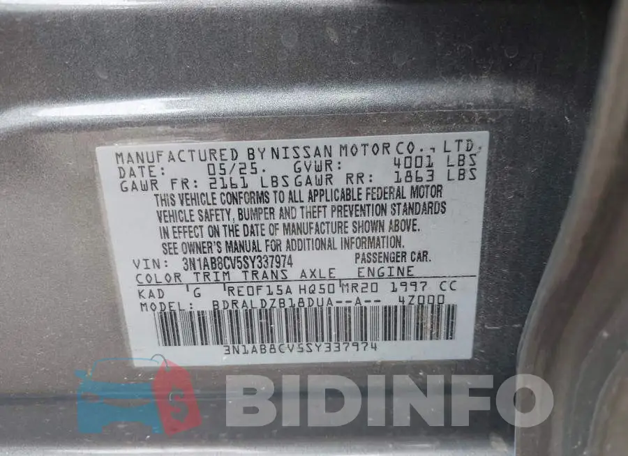 3N1AB8CV5SY337974 Photo# 9