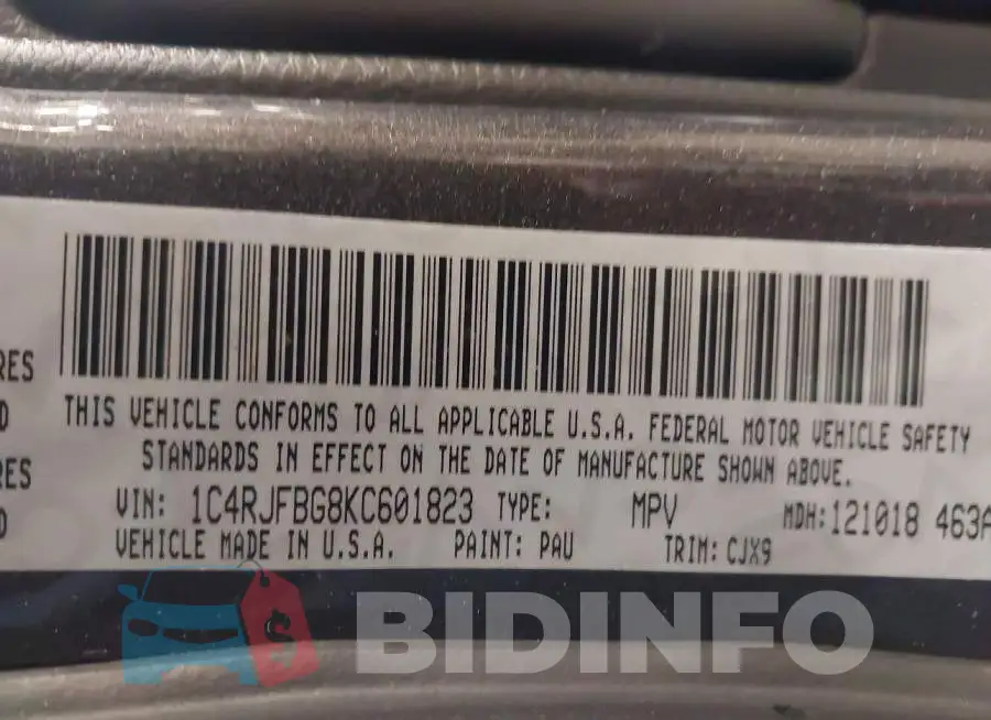 1C4RJFBG8KC601823 Photo# 9