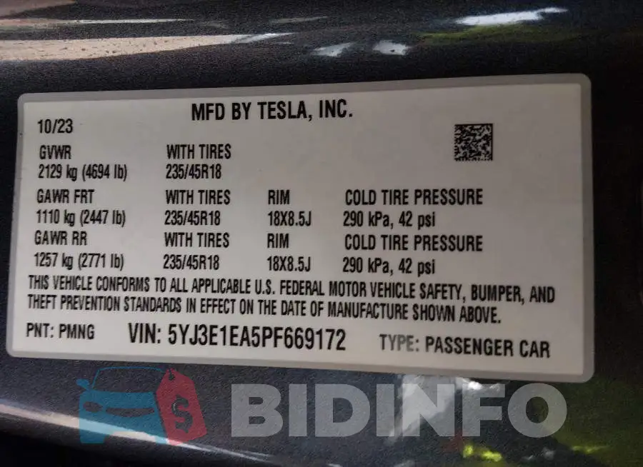 5YJ3E1EA5PF669172 Photo# 9