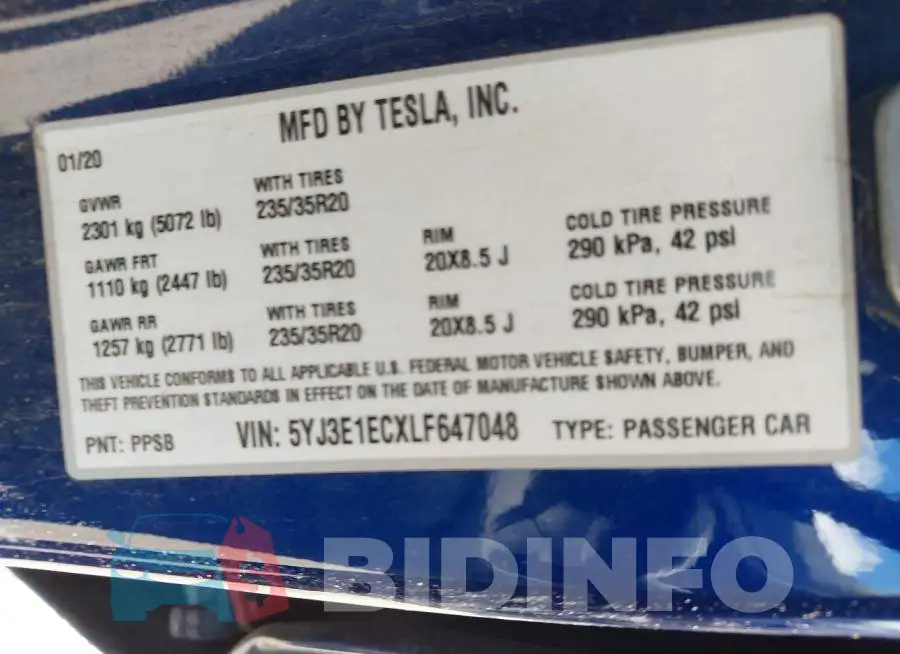 5YJ3E1ECXLF647048 Photo# 9