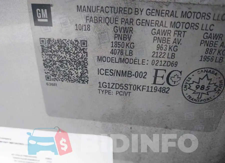1G1ZD5ST0KF119482 Photo# 9